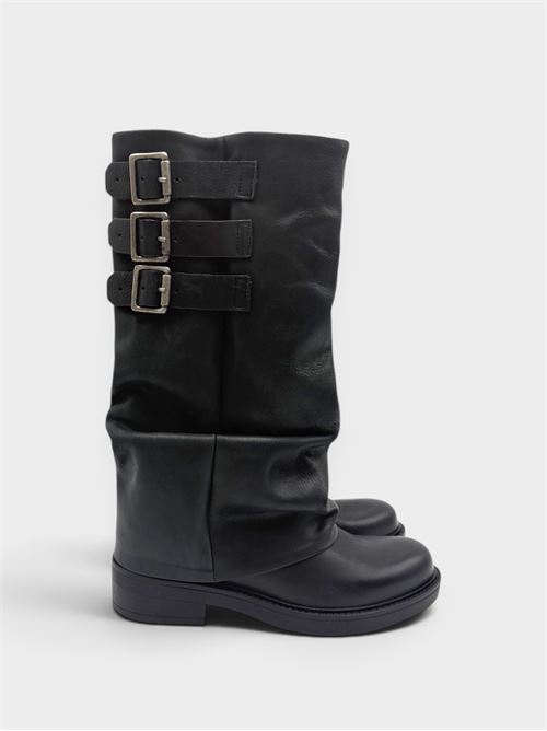 Biker in pelle nero con 3 fibbie IL LACCIO | FARAH52TEXNERO